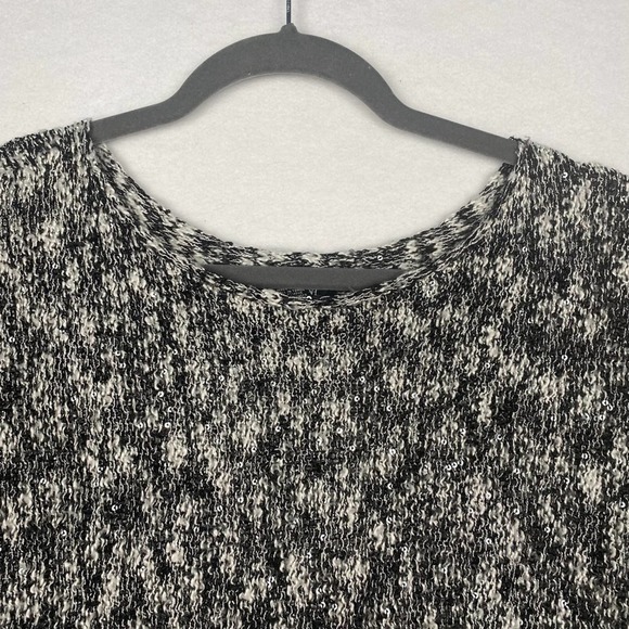 Alfani‎ Women's Size S Black and White with Sparkles Crewneck Pullover Sweater - Picture 2 of 7